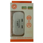 Πολύπριζο Αυτοκινήτου 5 Σε 1 Με 2 USB 3 Υποδοχές  Αναπτήρα