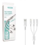 Treqa Καλώδιο Φόρτισης 3 σε 1 USB to Lightning-Type-C-Μicro USB