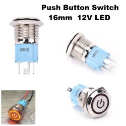 16mm 12V LED Power Push Button Switch ON-OF