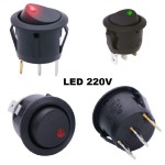 Μίνι διακόπτης Round Rocker με ενδεικτικό λαμπάκι LED 220V