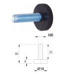 Πόμολο Πλαστικο με Βίδα Αρσενικό Πάσο M6 18x22mm