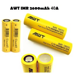 AWT 18650 3.7V 2600mAh 40A IMR επαναφορτιζόμενη μπαταρία Li-ion